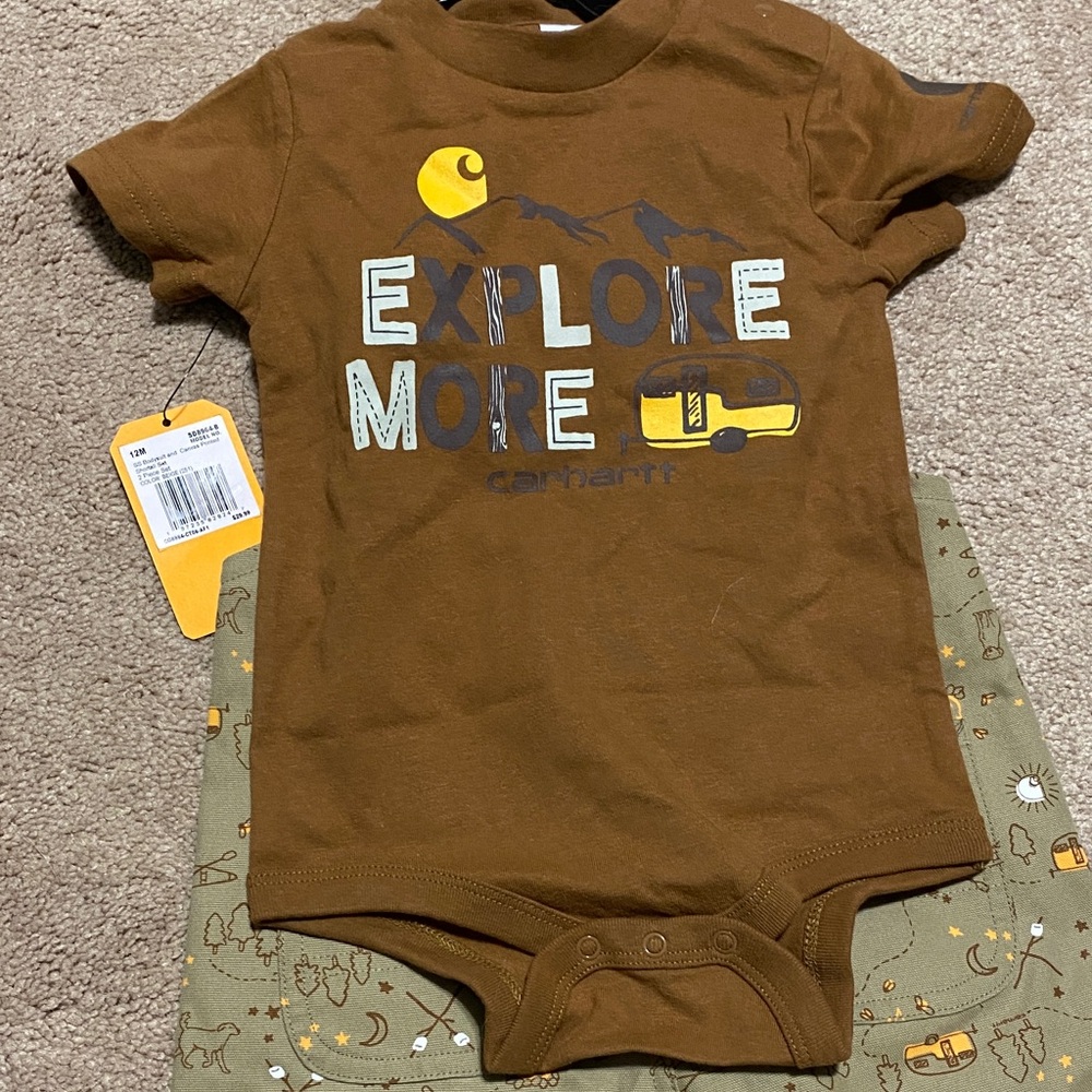 Carhartt Brown 'Explore More' Kids Bodysuit
